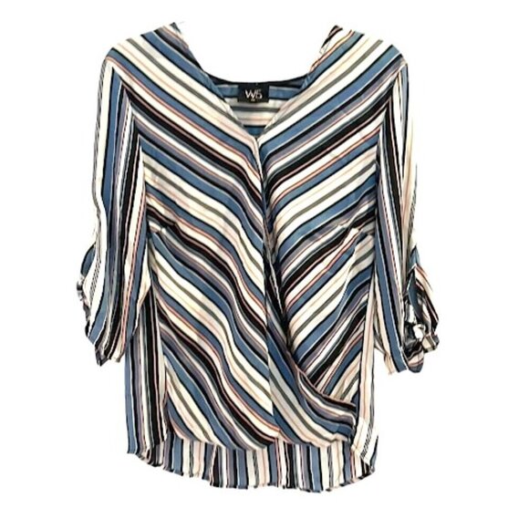 W5 multicolor v neck blouse with tie sleeves - Picture 1 of 3